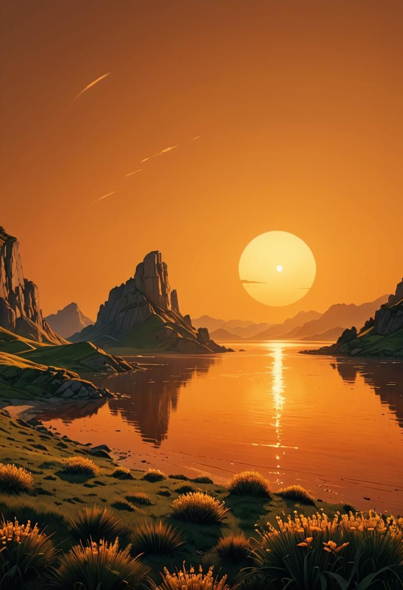 hyperrealistic digital painting realistic texture, golden hour, glare, breathtaking landscapes, hyperrealism, concept ar...