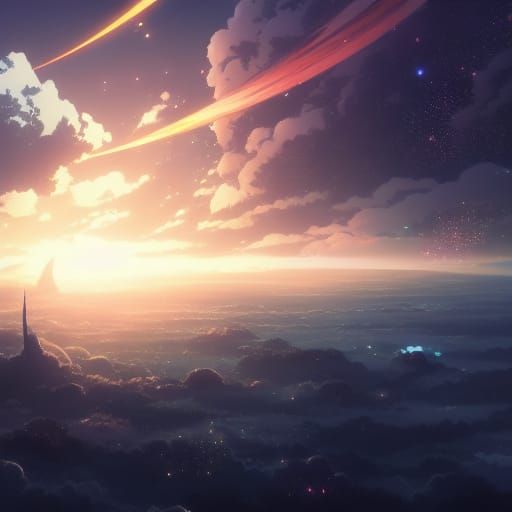 Exploding Planet in Anime Key Visual Style