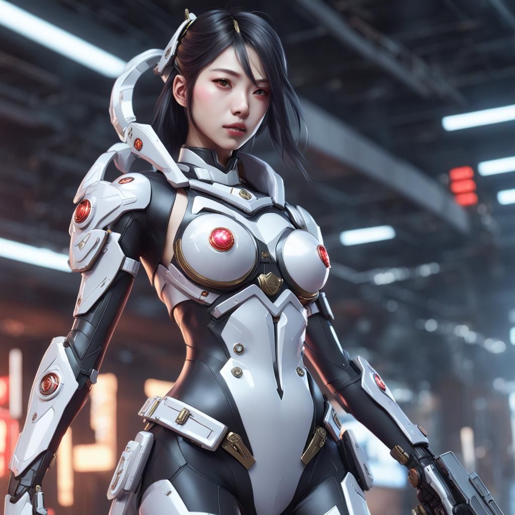 Chinese Futuristic Army Superheroine in 3D Anime Style