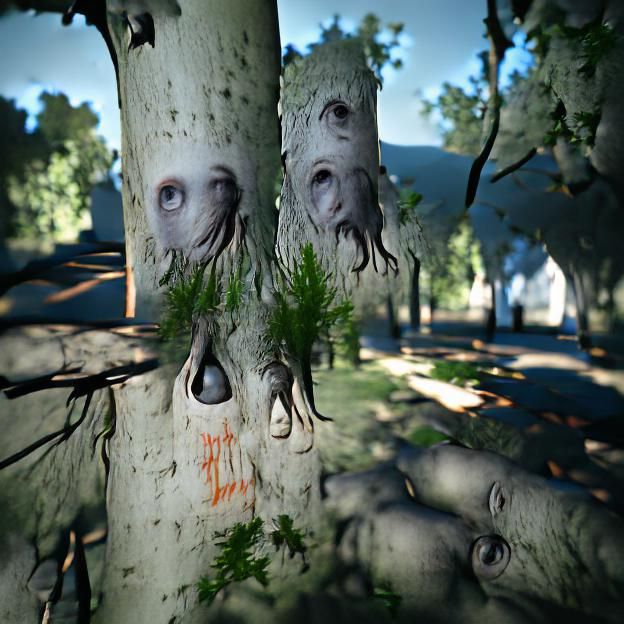 Creepy Watching Trees Rendered in Unreal Engine