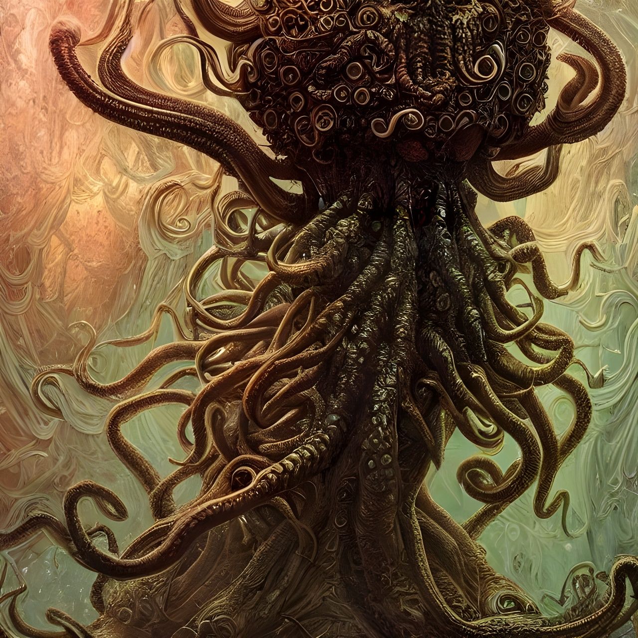 Psychedelic Cthulhu Mycelium Network in Detailed Digital Pai...