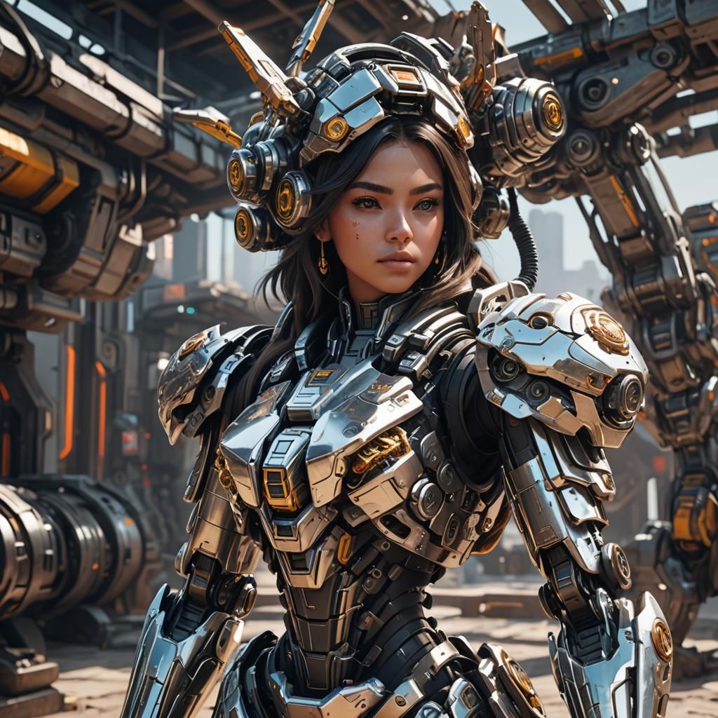 Futuristic Sci-Fi Mexican Android with Detailed Mechanics