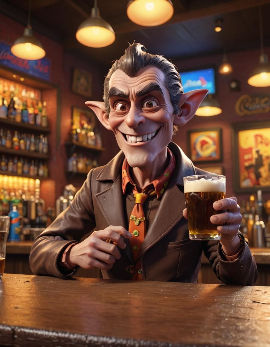 Count Chocula at Bar in 3D Digital Art