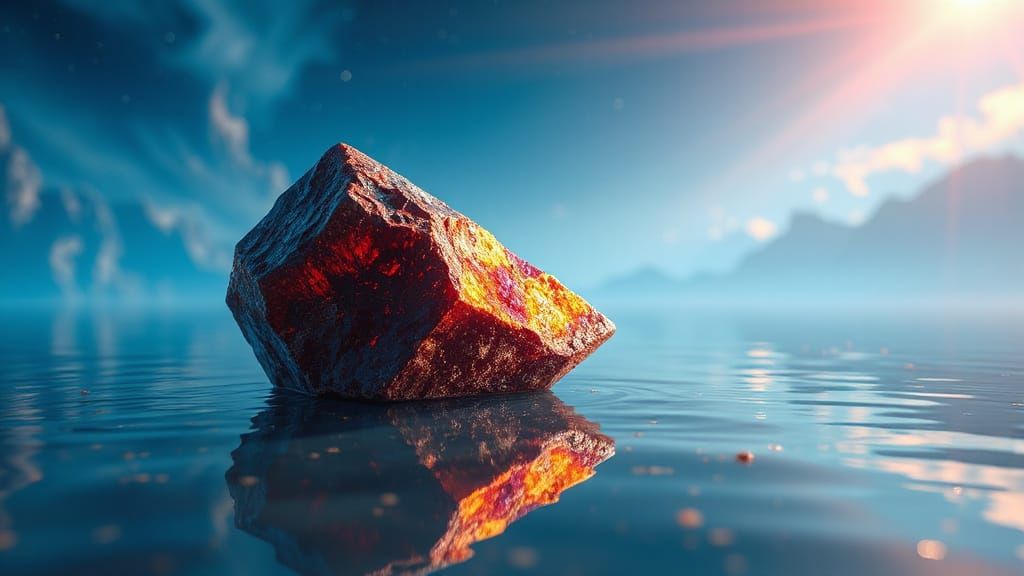 Crystal Rock Refracts Light Over Spring Lake