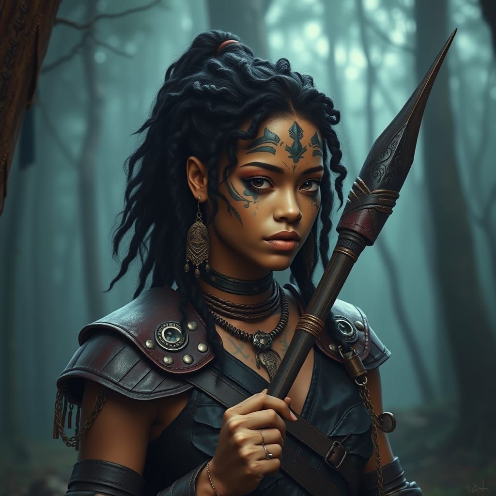 Rihanna as a Forest Sorcerer, Realistic Digital Art