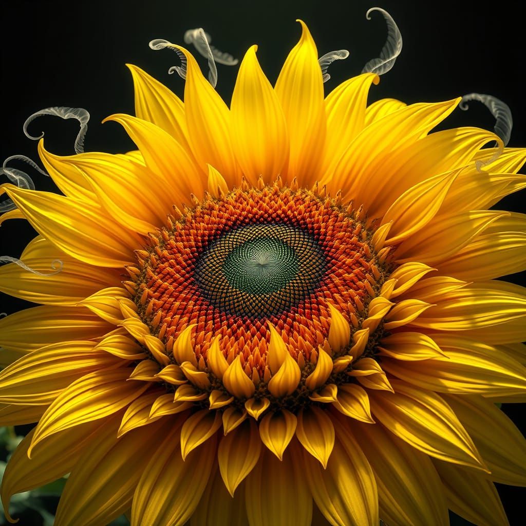 Surreal Hyperrealistic Sunflower Blooms in Vast Ethereal Lan...