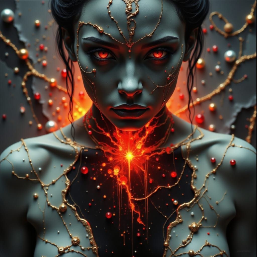 Abstract Earth Aura on Black Canvas