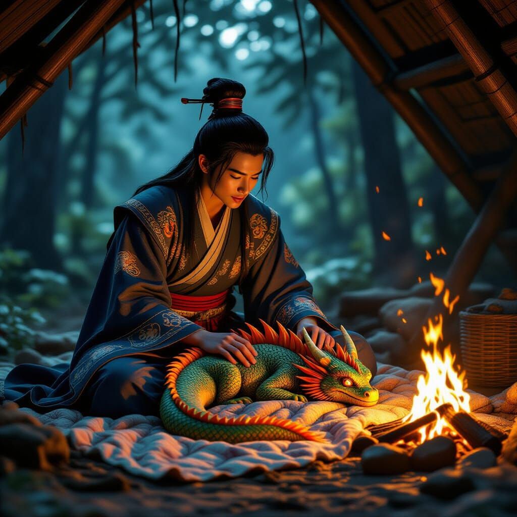 Dragon Healer Protects Sleeping Baby Dragon