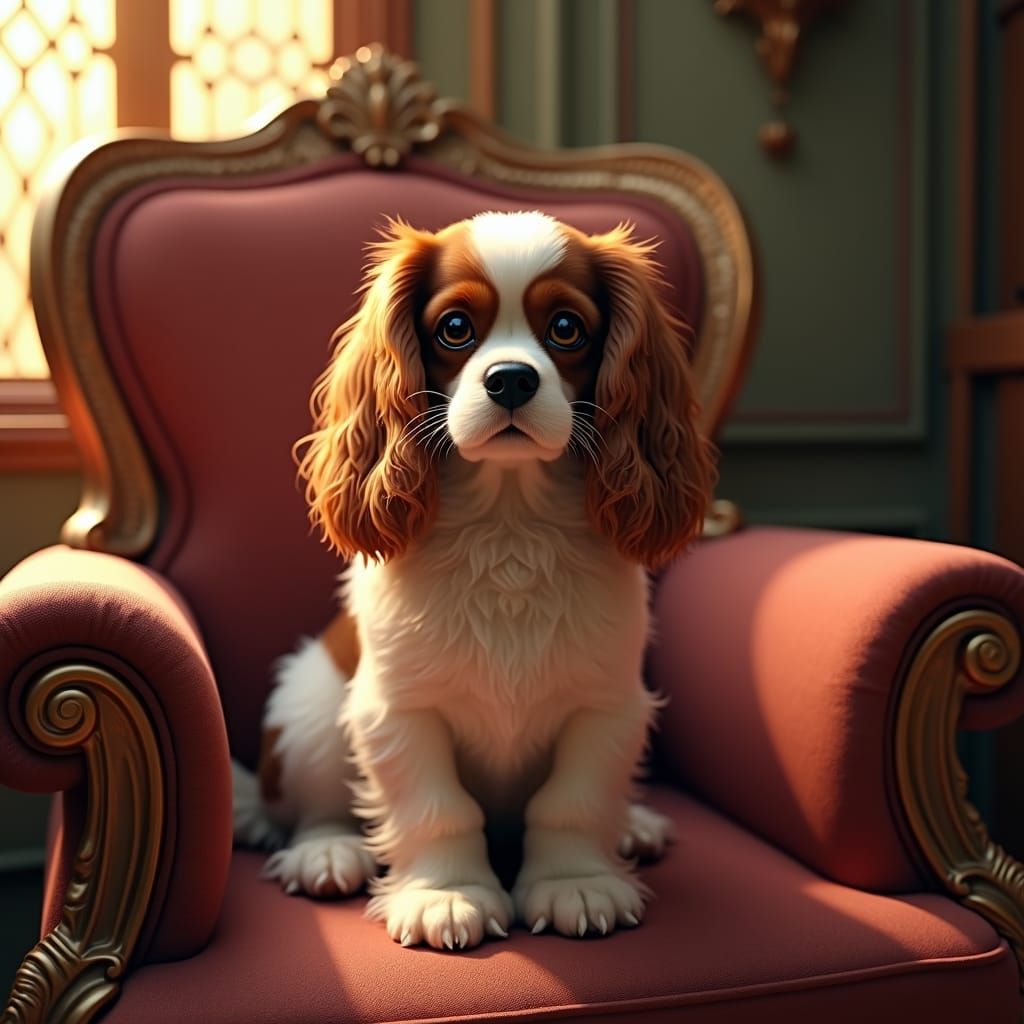 Cavalier King Charles Spaniel Portrait in Digital Matte Pain...