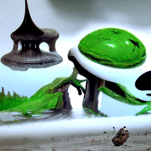 Whimsical Mushrooms Dance Around Frog: Matte Painting