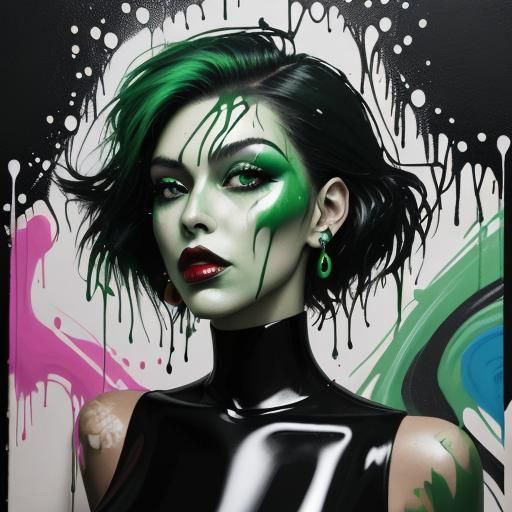 Beautiful Woman in Graffiti Art Style