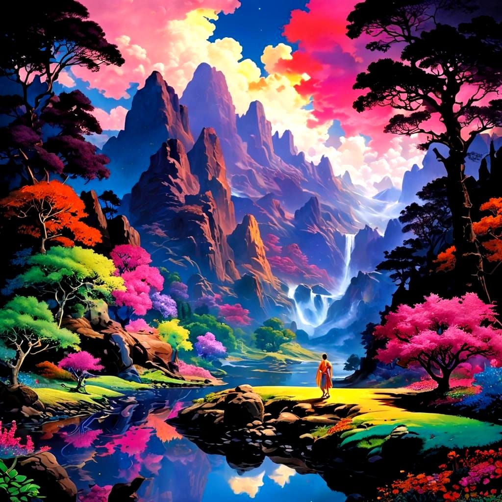 Cosmic Wonderland Landscape in Fantasy Art Style