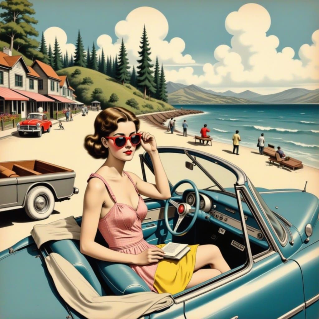 Carefree Summer Afternoon in a Vintage Convertible