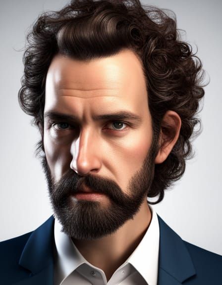 Man with curly hair and Beard