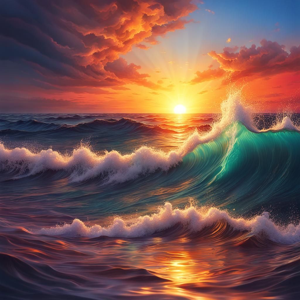 Phosphorescent Celestial Light Over the Sea at Sunset