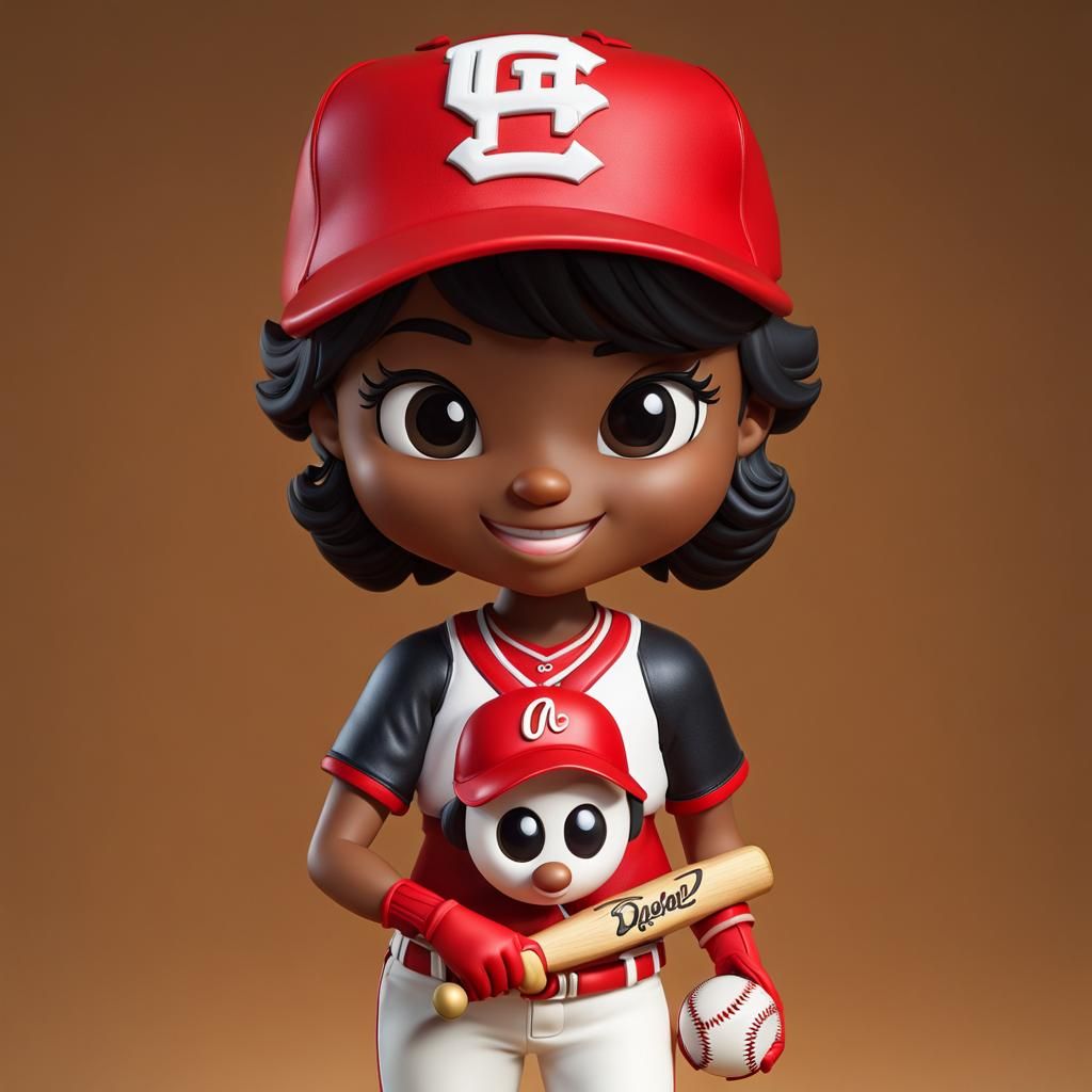 Chibi Baseball Player 3D Portrait in 24K