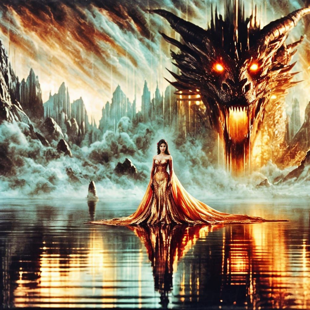 Regal Latina Goddess in Ancient, Mystical Realm