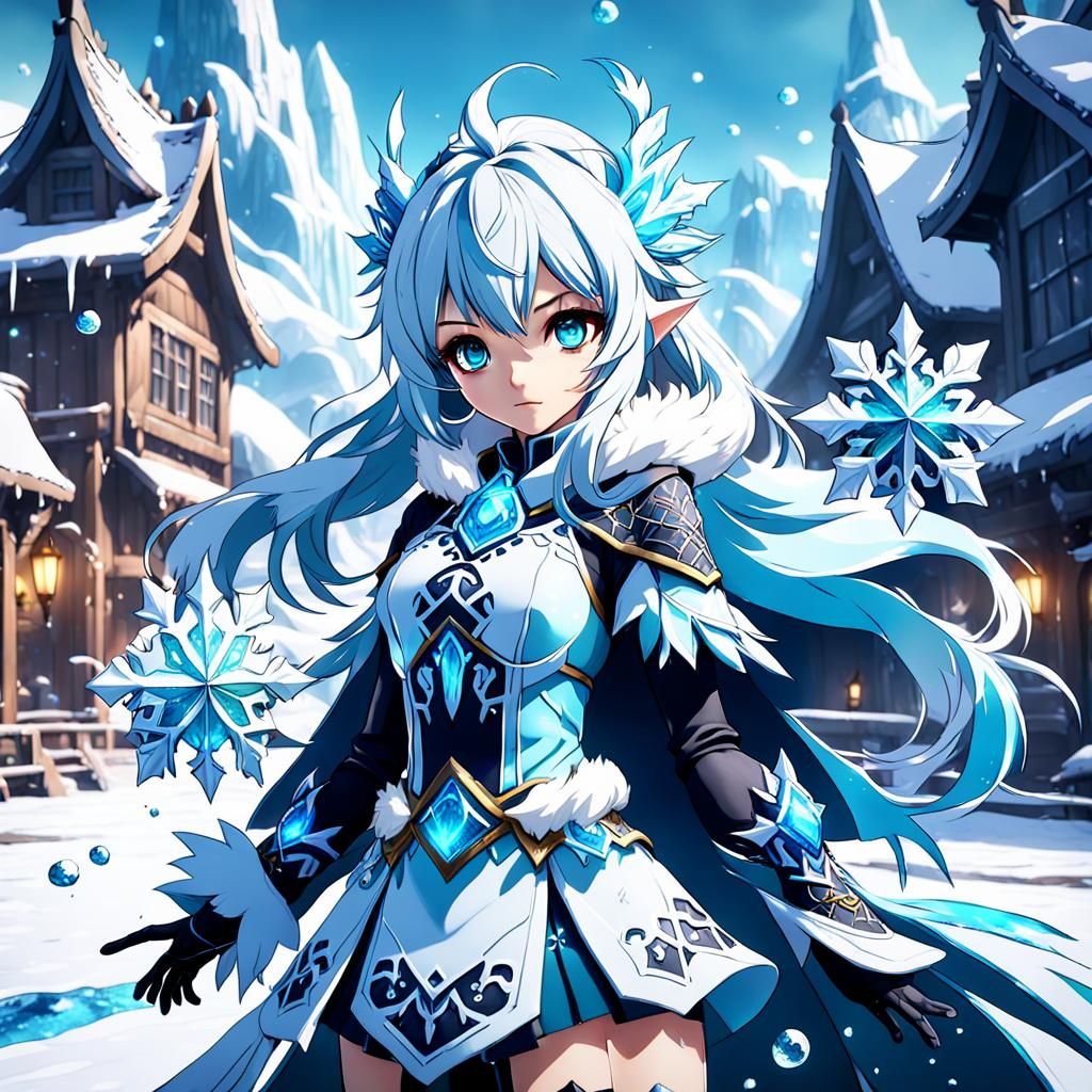 Anime Ice and Snow Girl in Detailed Digital Art