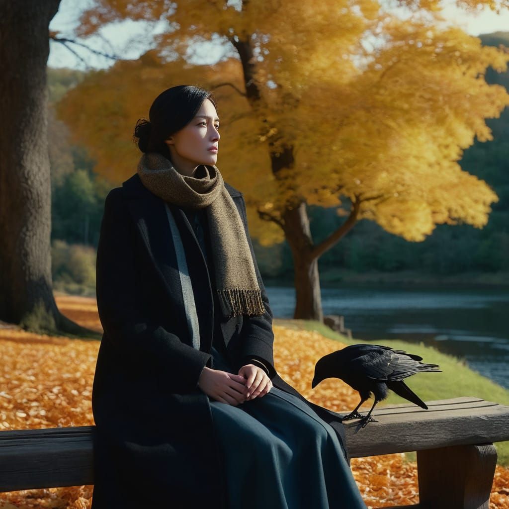 Ethereal Autumn Moment in Cinematic Style