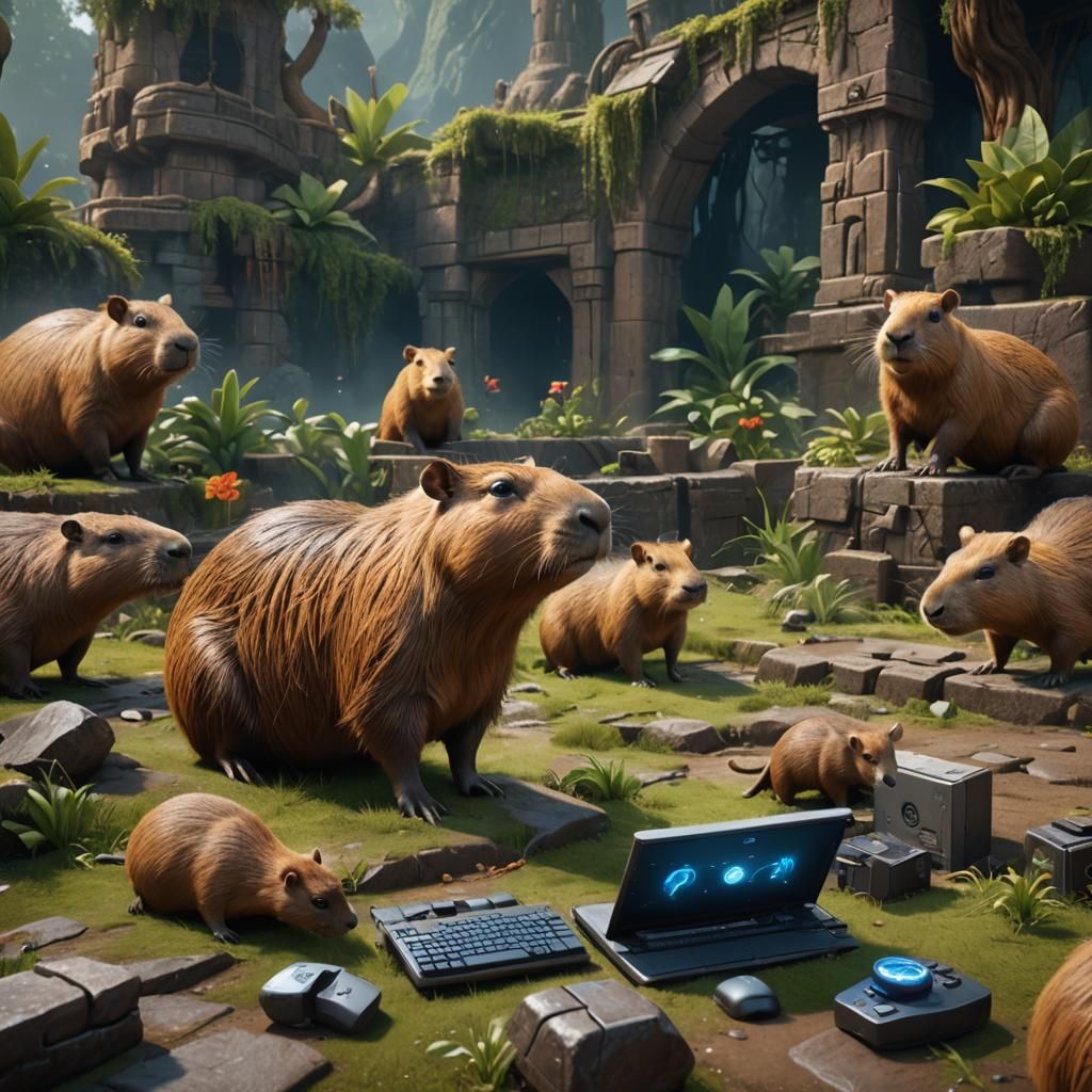 Capybara Gaming PC Fantasy Art