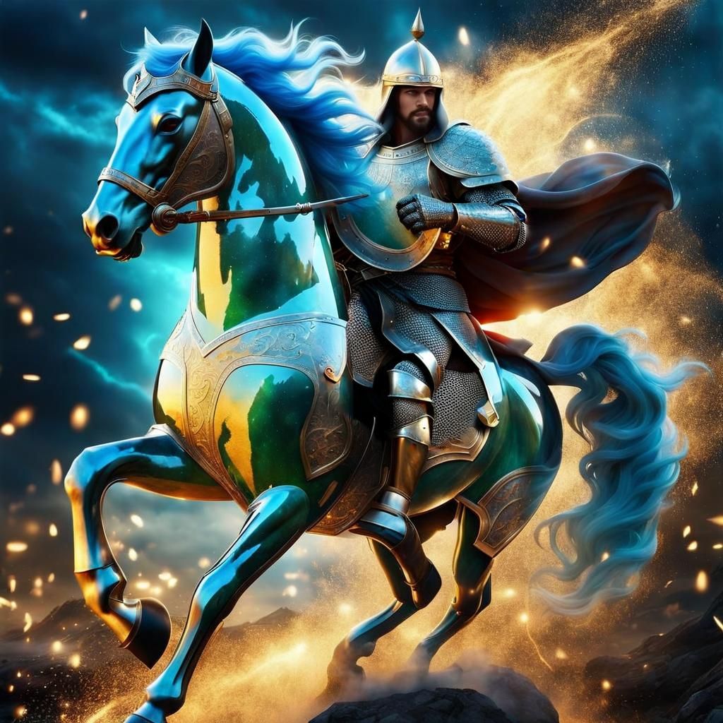 Knight with Shield Ready for Battle