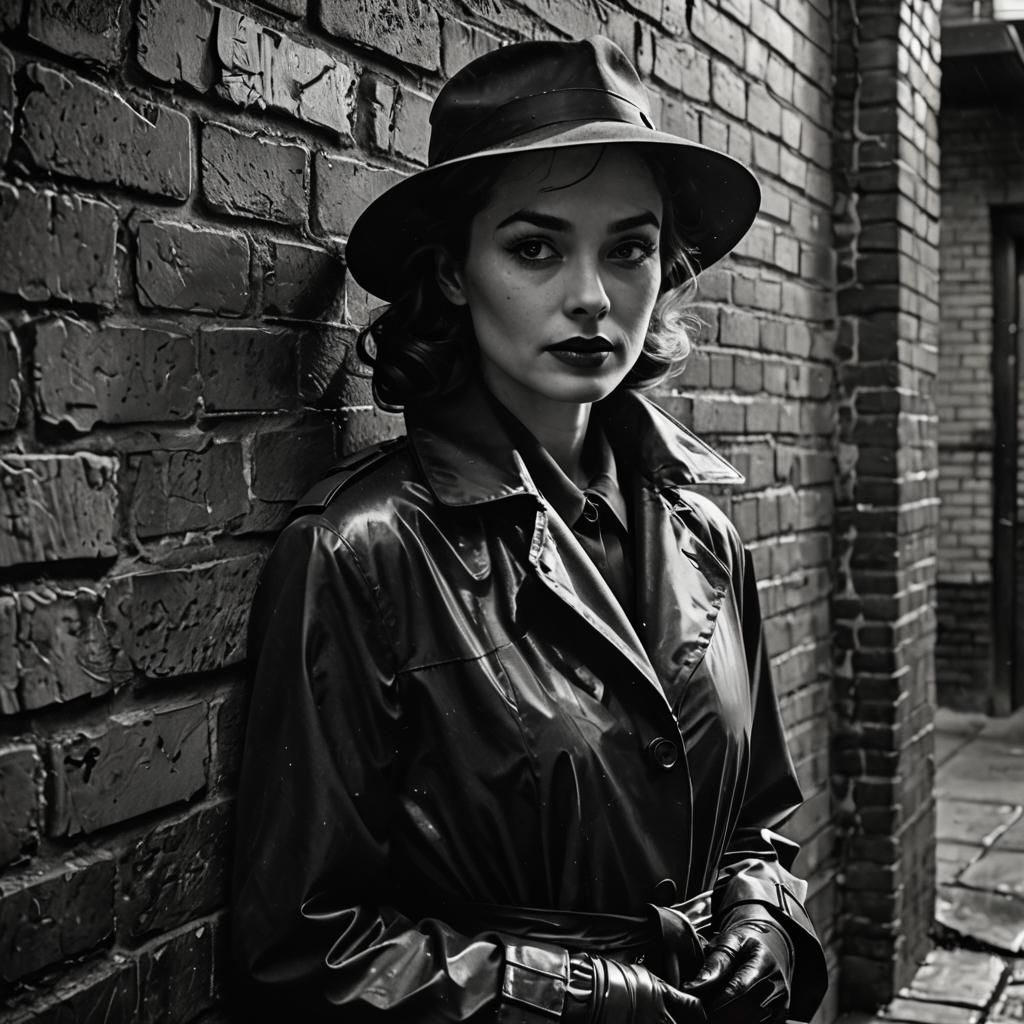 Film Noir Portrait in Ink Drawing Style