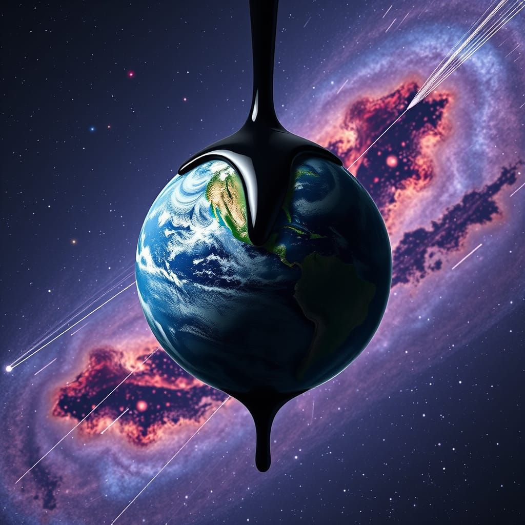 Earth in Space Swirling Galaxy