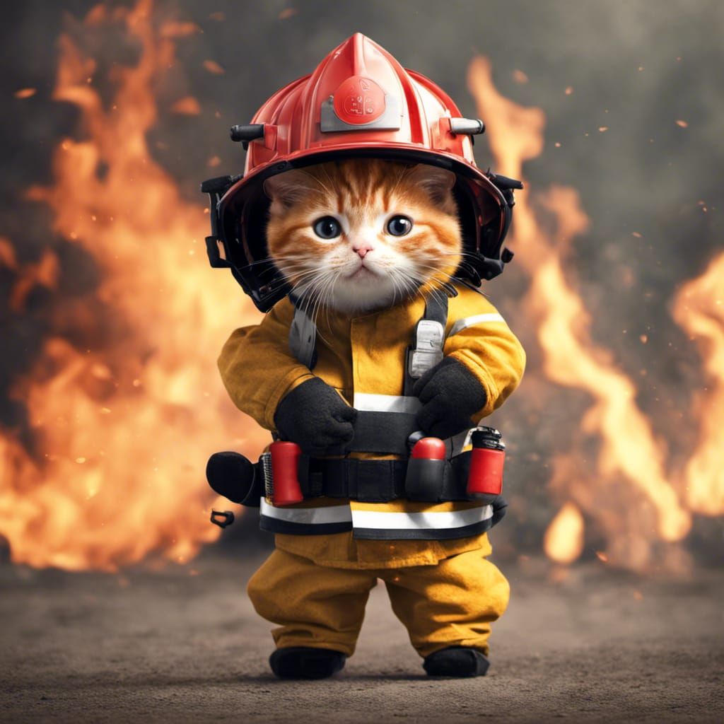 Ginger Kitten Firefighter's Courageous Fight