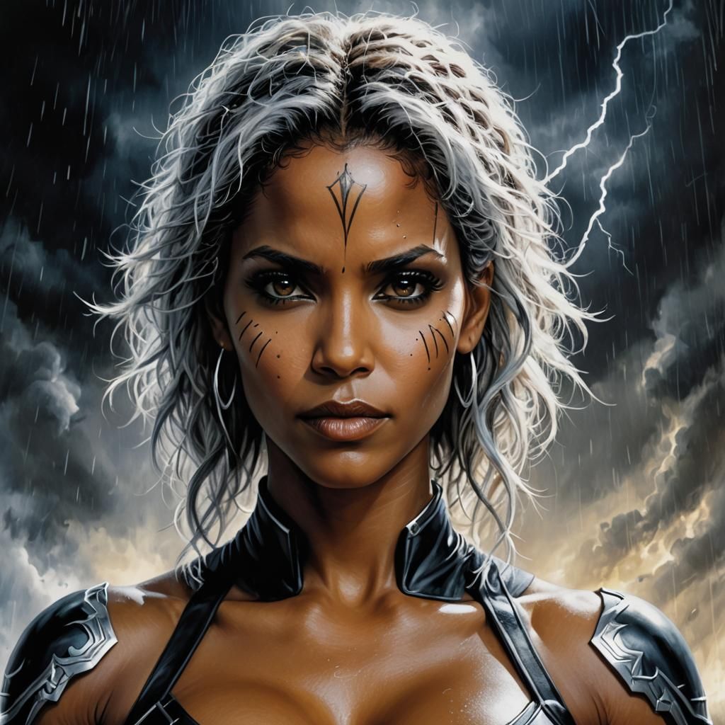 Halle Berry as Storm: Portrait by Luis Royo