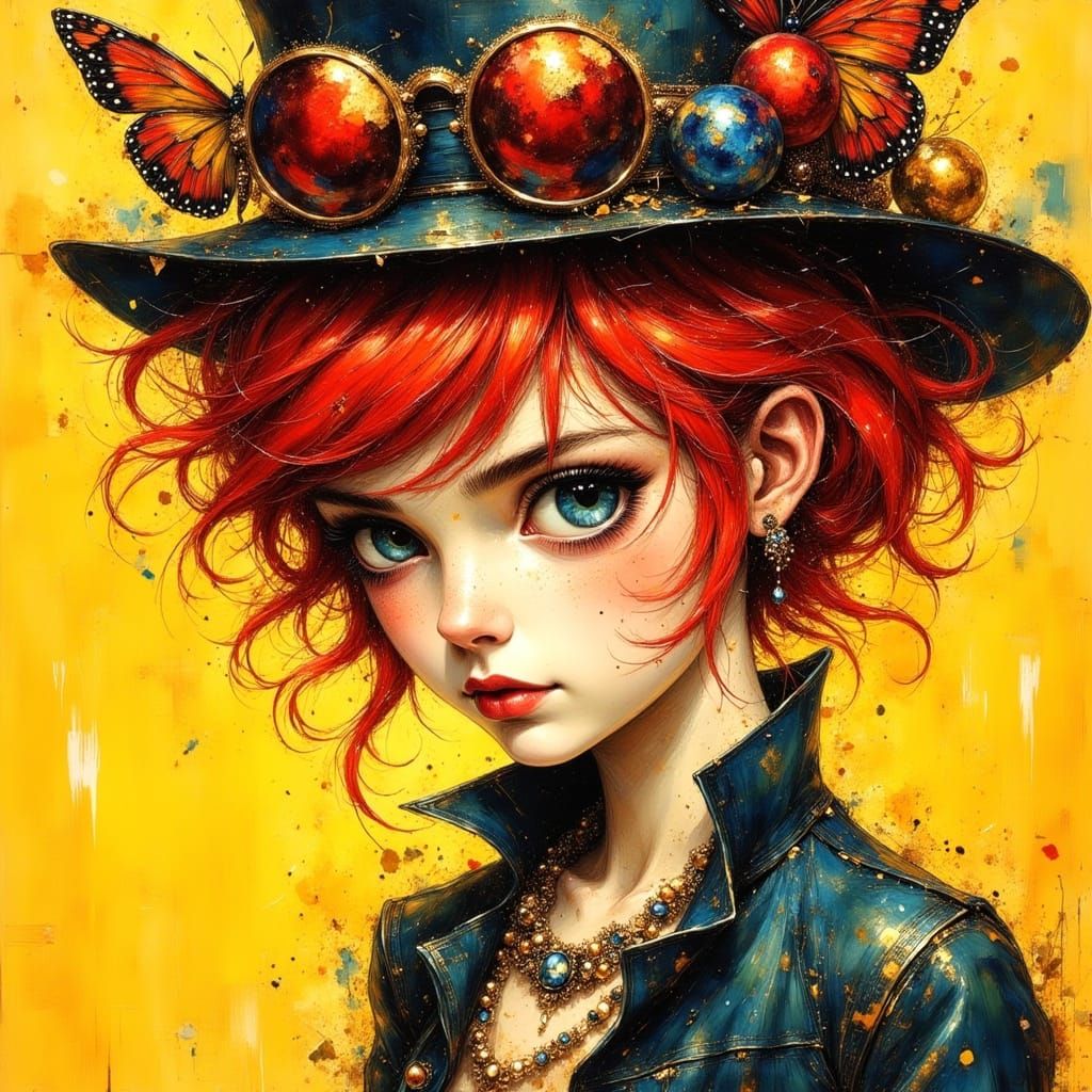 Striking Redhead Portrait in Comic Book Style