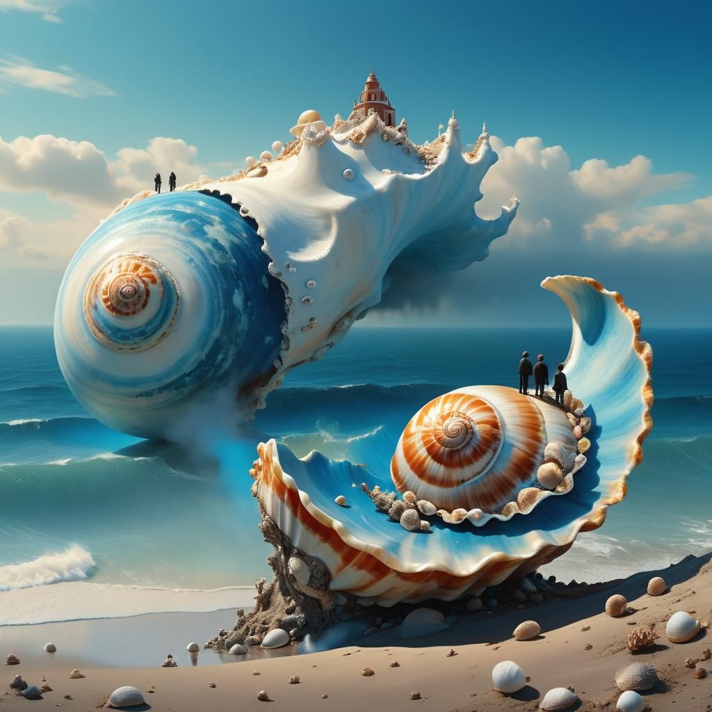Colossal Seashell: A Hyper-Realistic Digital Painting