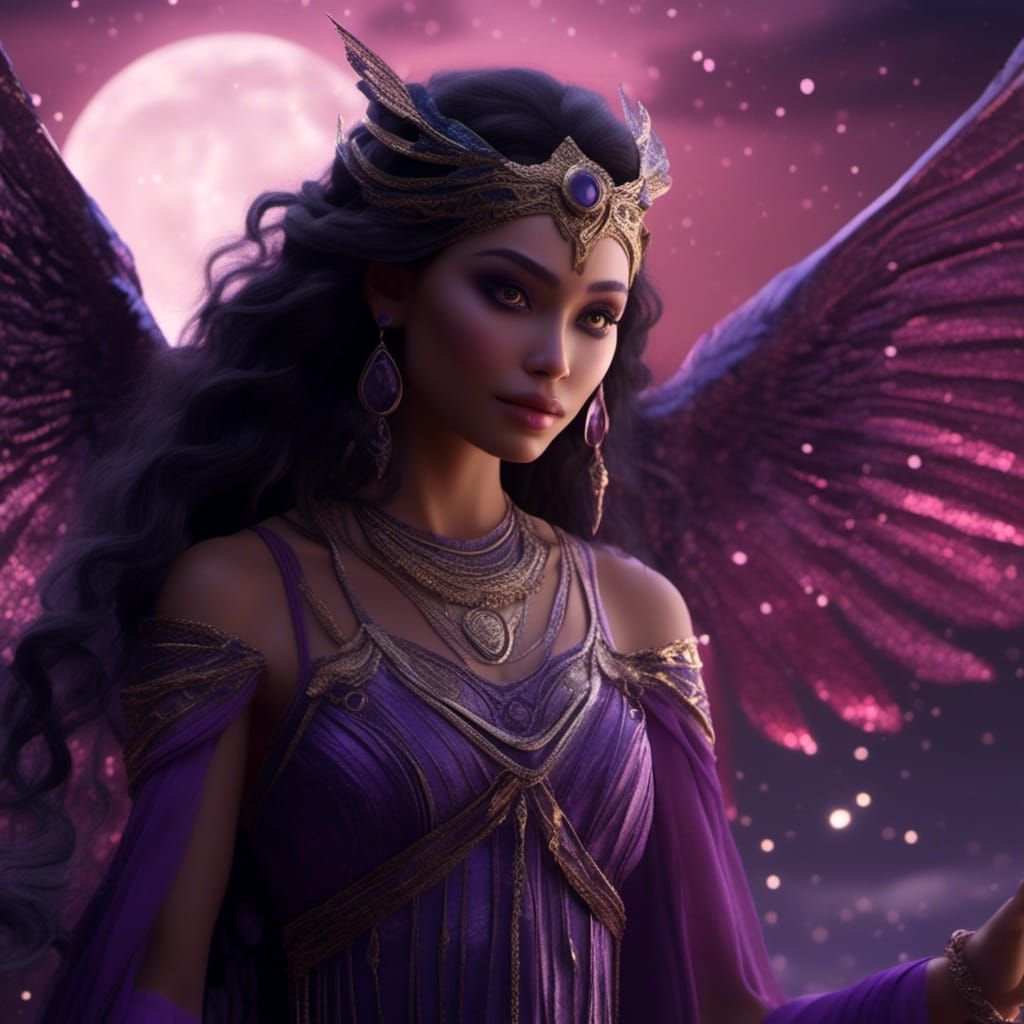 Enchanting Fairy with Egyptian Makeup in Cinematic Still