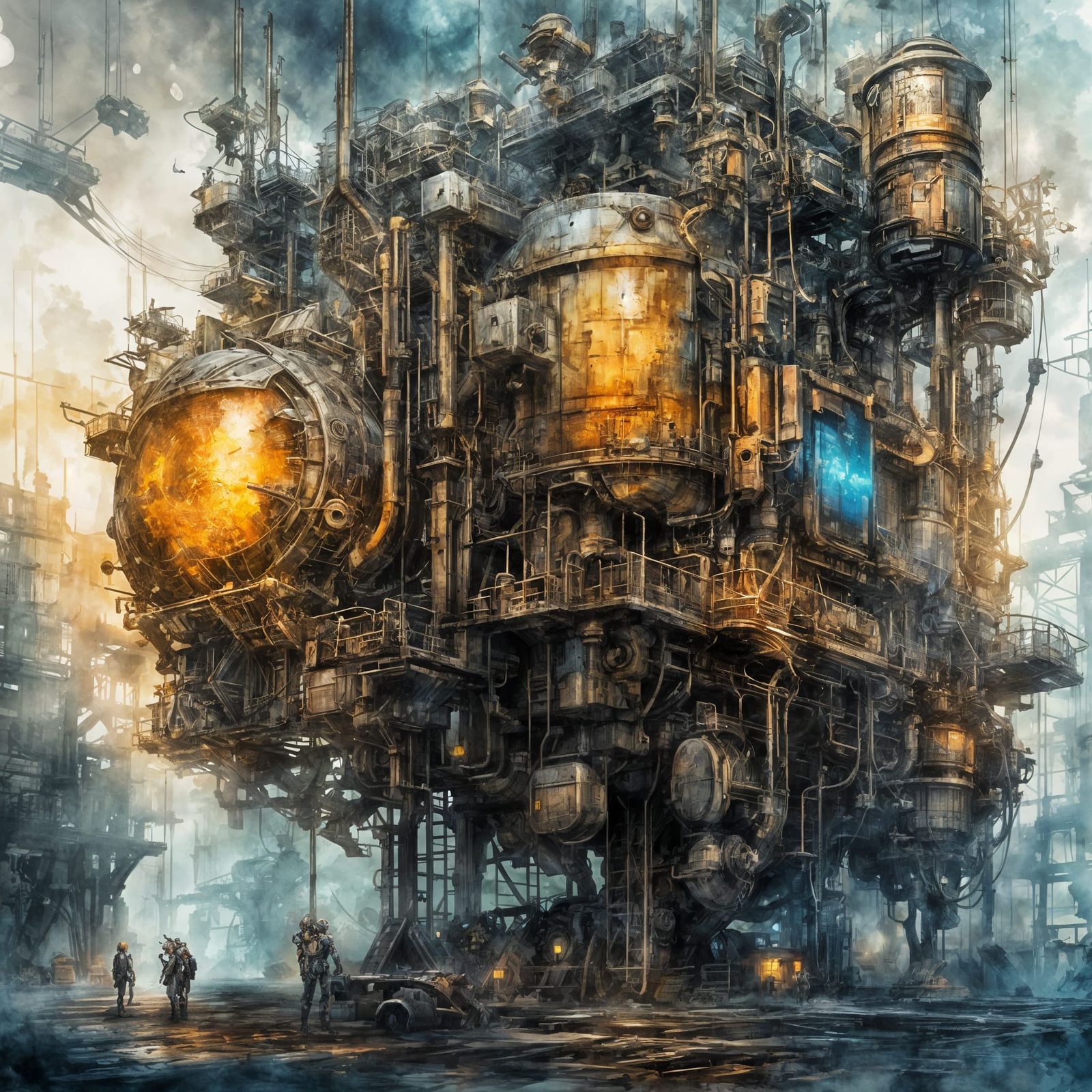 Epic Watercolor Mecha Suit Interior