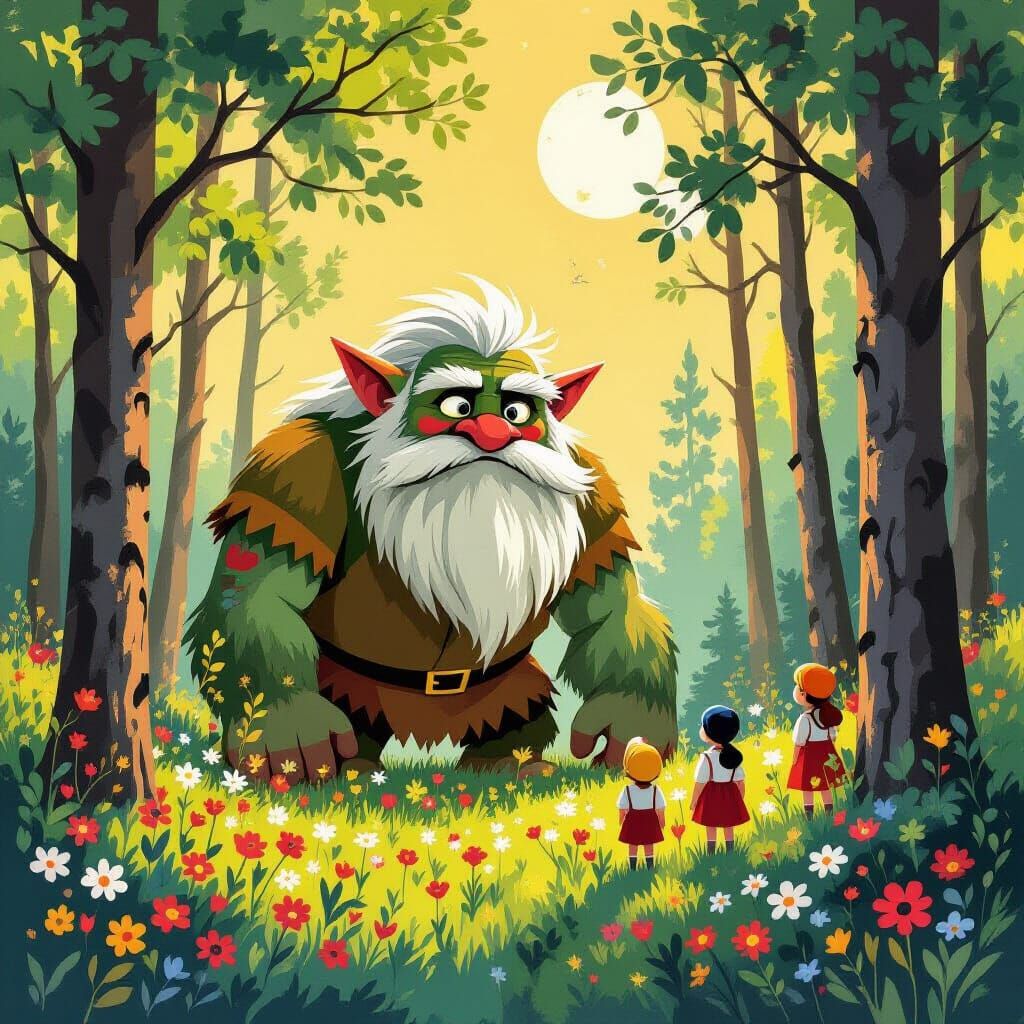 Giant Troll in Nordic Forest, Fauvist Style