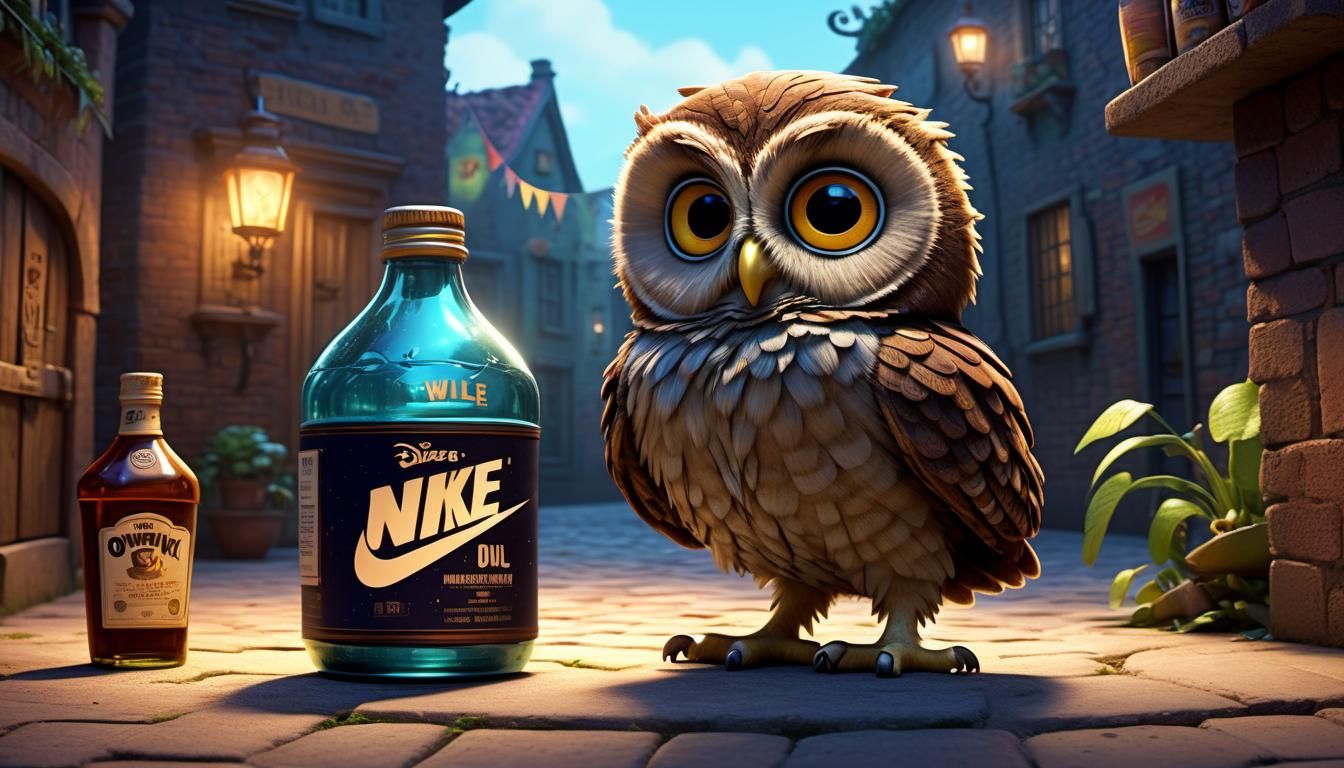 Owlet Confronts Rum: A Pixar-esque Comedy Scene