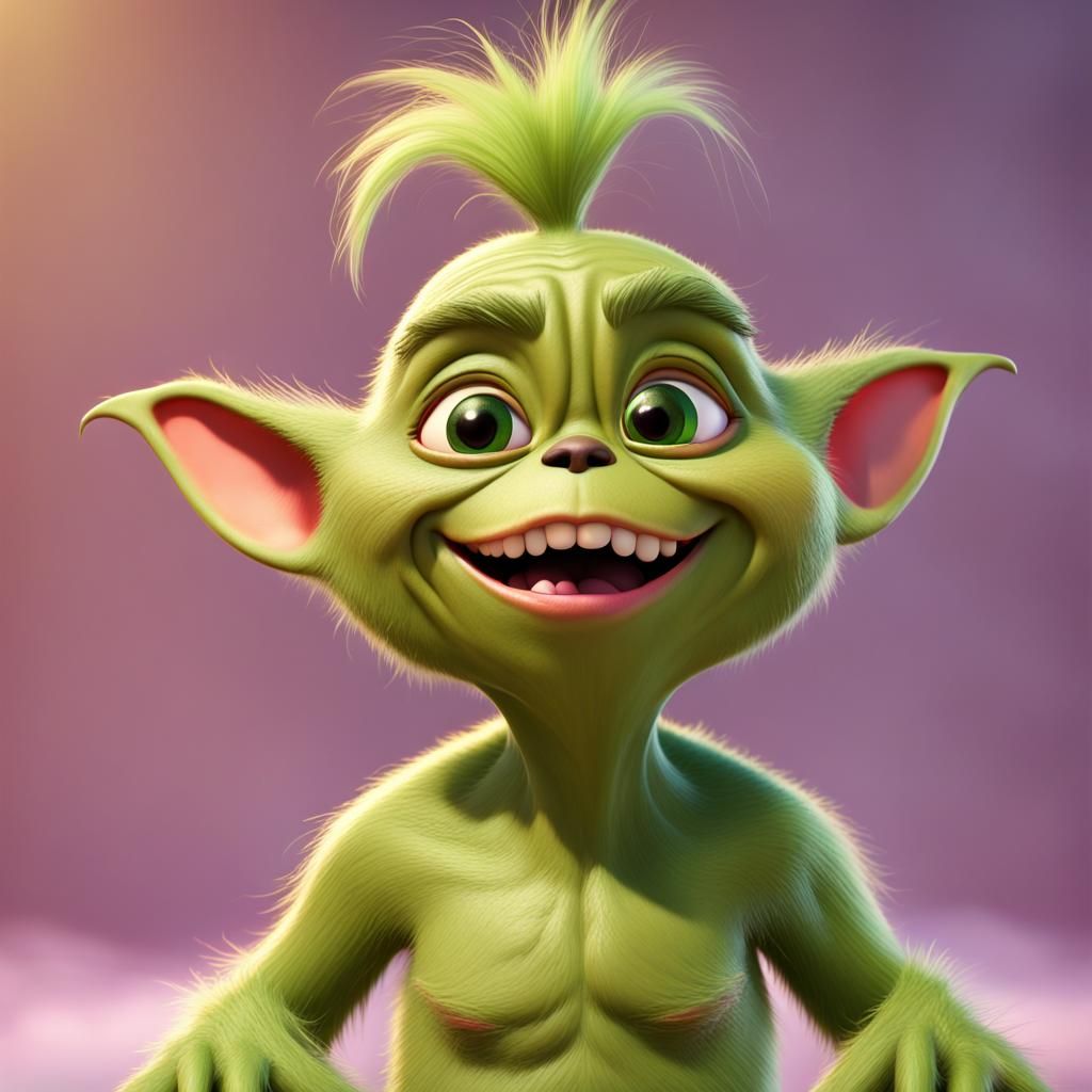 Baby Grinch: Pixar-Style 3D Digital Art