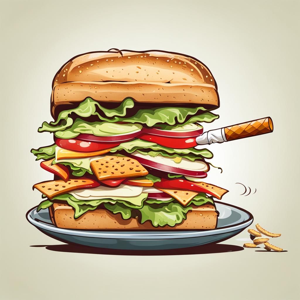 Sandwich Smoking: A Humorous Food Scene