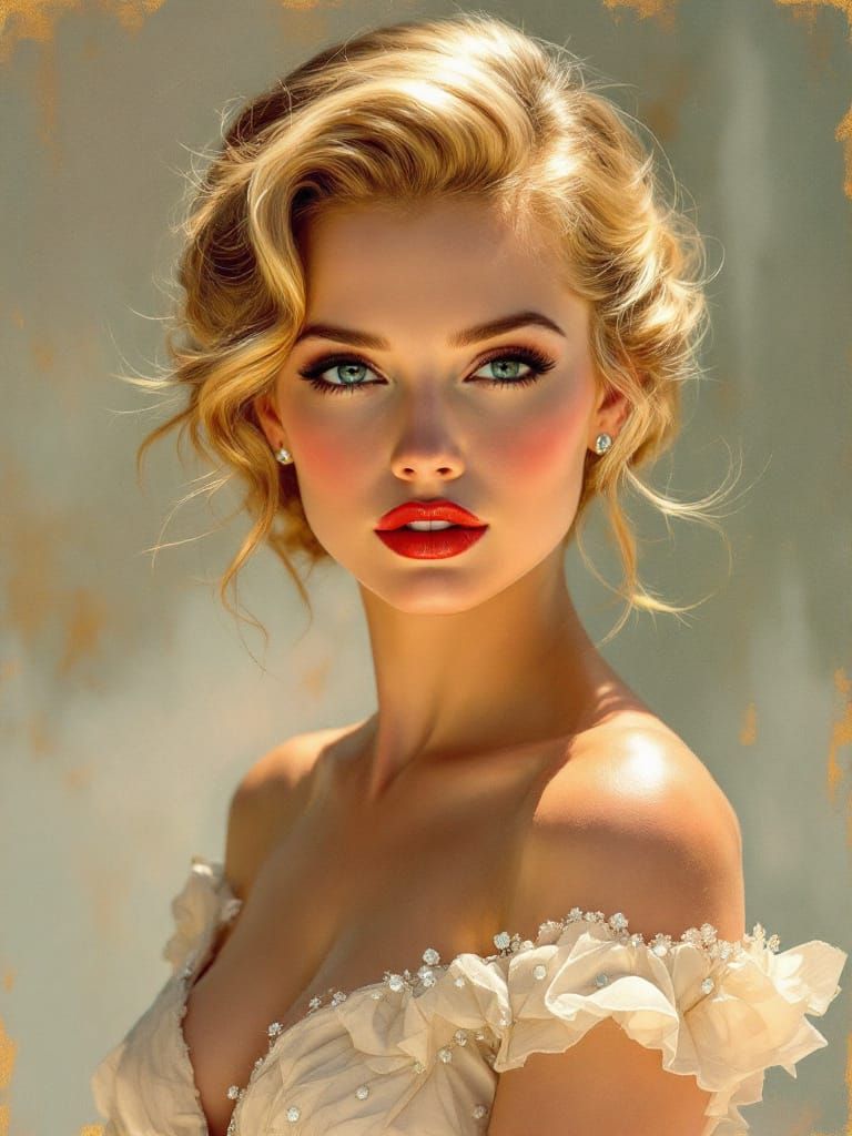 Glamorous Pin-Up Woman With Pink Tipped Hair