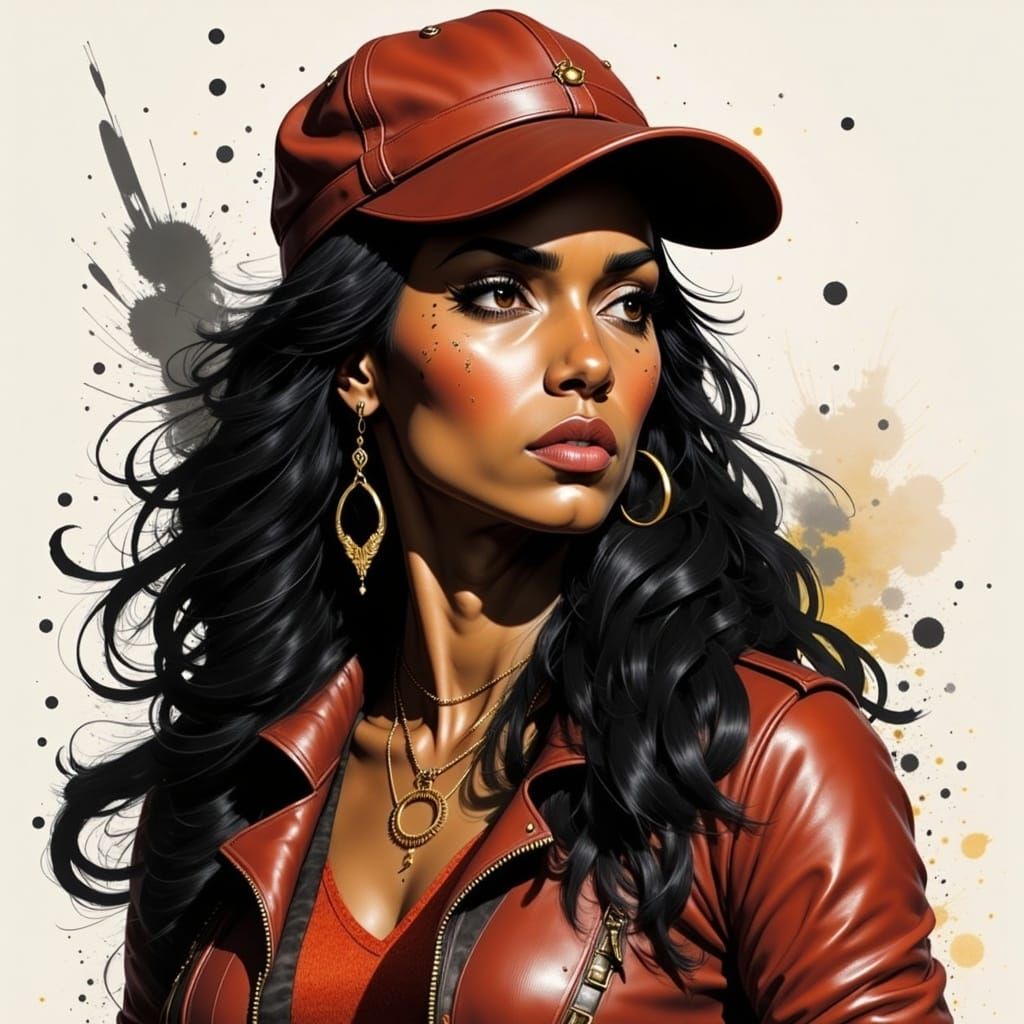 Distressed Venezuelan Woman Portrait in Watercolor Style