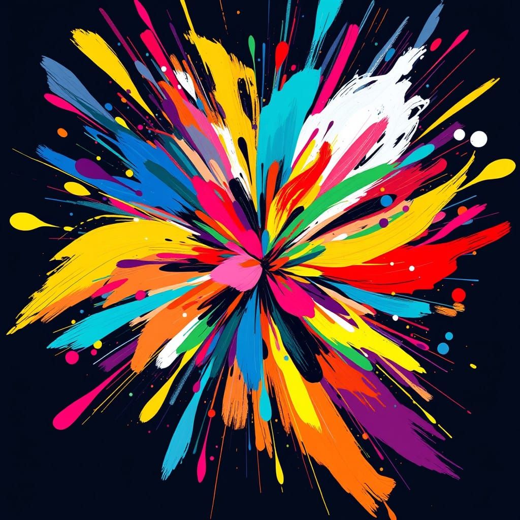 Vibrant, Expressive Explosion of Swirling Shapes