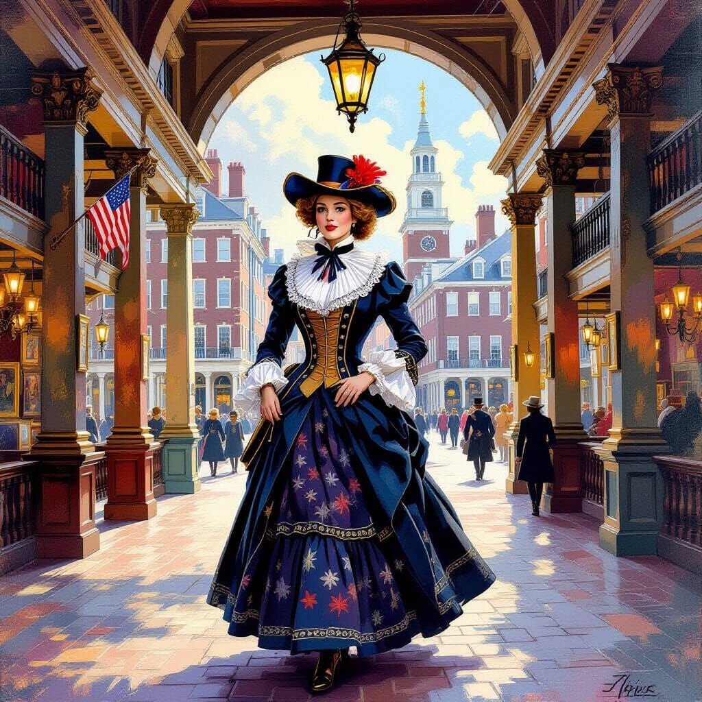 Boston as a Spirit in Colonial Attire