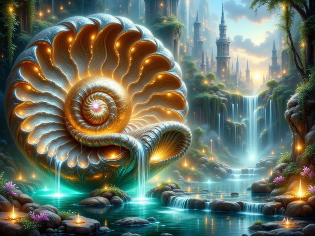 Ammonite shell fountain 3