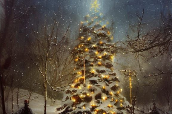 Christmas Tree in Winter Wonderland, Baroque Style