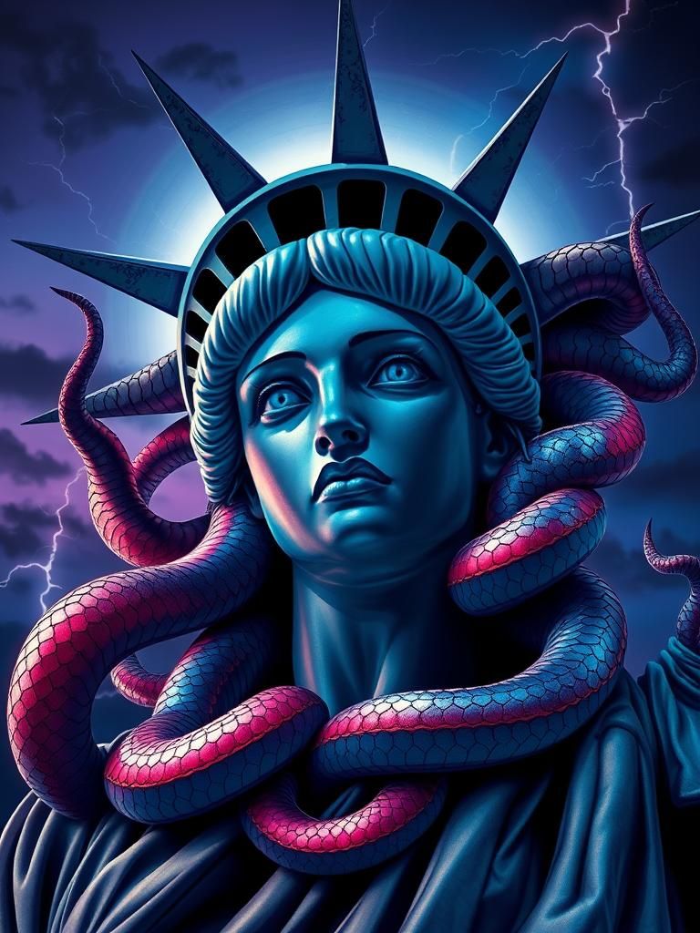 Medusa as Liberty: Dark Surrealism in 16K