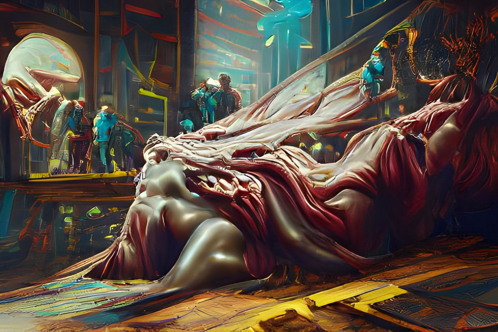 Sins and Wonders: Surreal Steampunk Oil Painting
