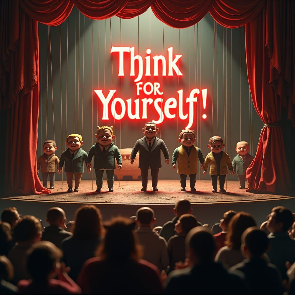 Political Puppet Show in Surreal Fantasy Style