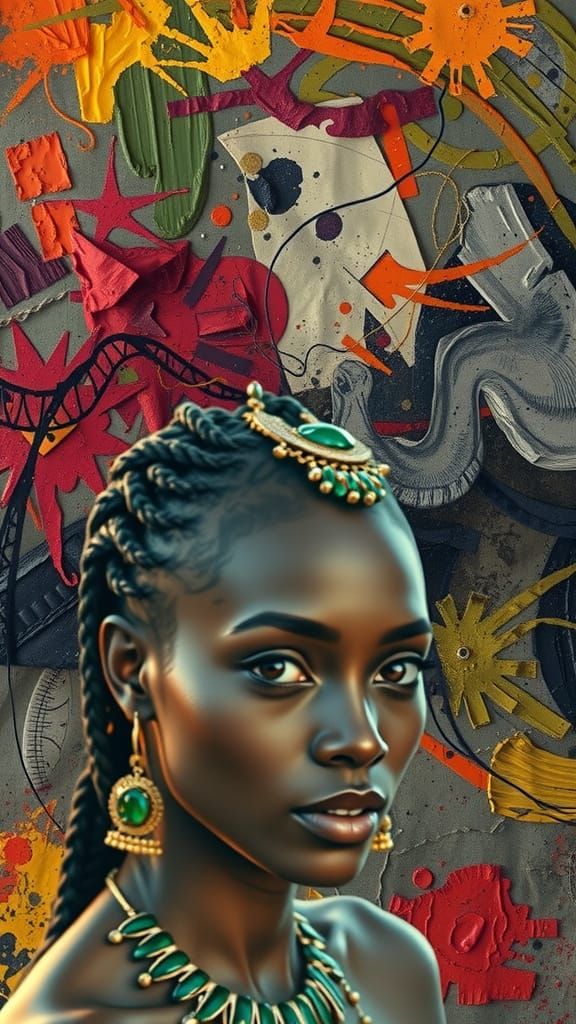 Stunning Portrait of Woman with Braids and Jewelry