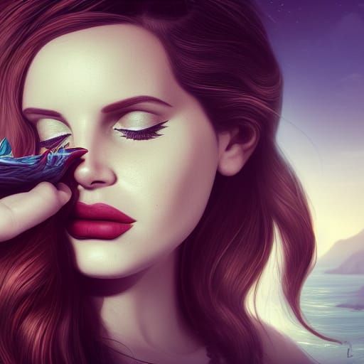 Lana Del Rey Kissing a Woman: Matte Painting