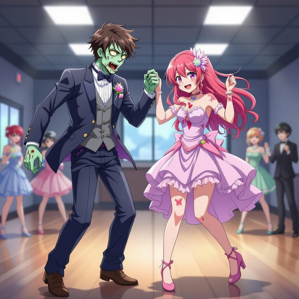 Zombies Dancing at Prom in Anime Style