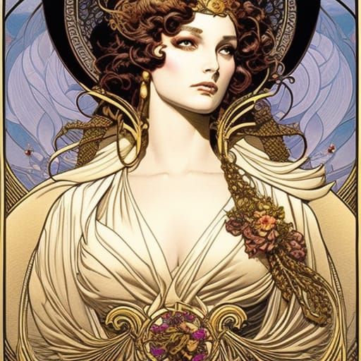 Byzantine Noblewoman Portrait in Art Nouveau Style